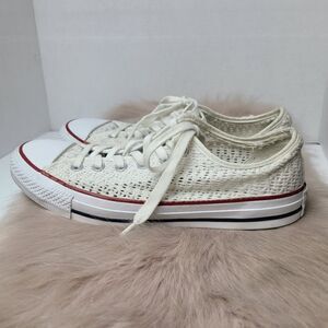 Converse All Star Women's Crochet Lace White Low Sneaker Shoes Size 9.5